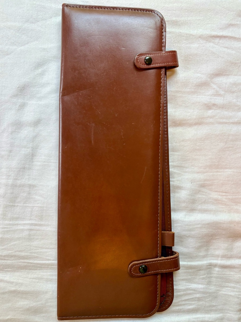 Vintage 1950s Leather Travel Tie Case Necktie Valet Cowhide Made USA